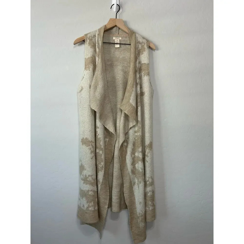 Sundance Merino Wool Mohair Open Front Longline Sleeveless Cardigan Size M